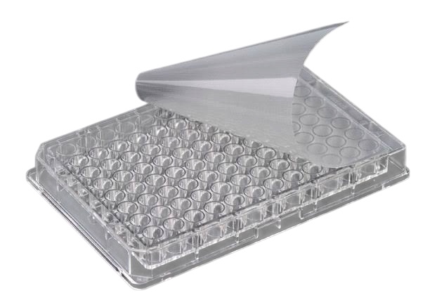 RAPID EPS solvent-resistant adhesive plate seal applied to a microplate