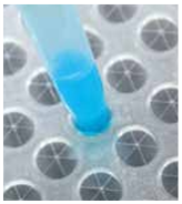 Pipette tip opening the pre-slit seal during insertion
